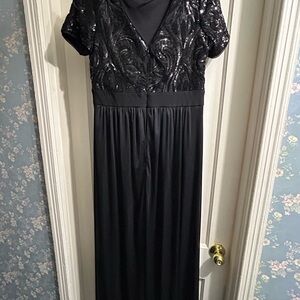 R&M Richards Black Sequin Maxi Jumpsuit